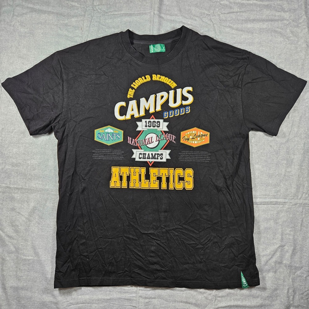 Campus Goods Mens Athletics 1969 National League Champs Graphic T-Shirt Black XL